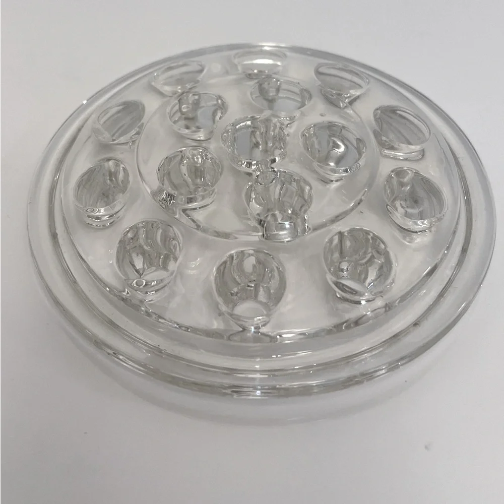 Vintage Clear Glass Flower Frog with 16 Holes for Arranging Flower Stems.